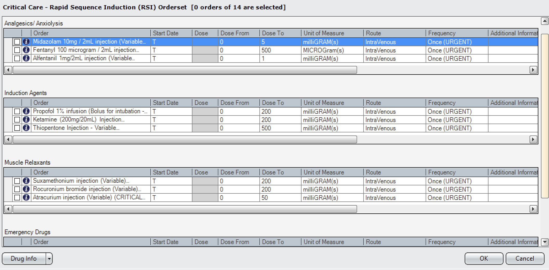 Critical Care – Rapid Sequence Induction (RSI) Orderset